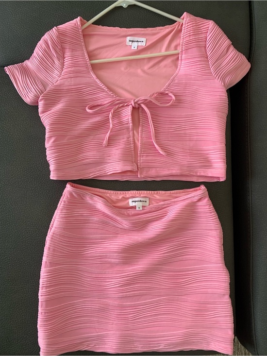 superdown Dresses & Skirts - Superdown pink ribbed Melissa ruched set